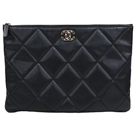 Chanel Clutch Medium Black Gold Schwarz