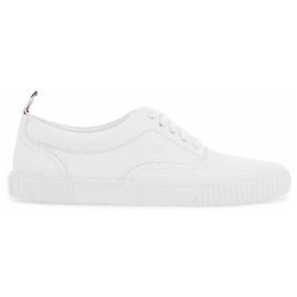 Thom Browne Vitello Calf Leather Heritage Sneakers White