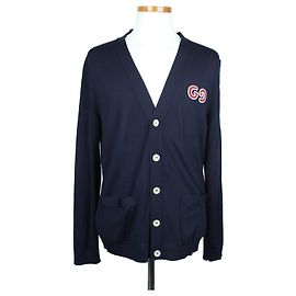 Gucci Cardigan mit besticktem Logo Navy Blau