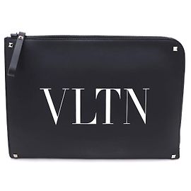 Valentino Dokumentenmappe und Clutch aus Kalbsleder VLTN Document Case Schwarz