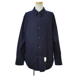 Thom Browne Tonal Stripe Snap Front Cashmere Wool Outer Shirt Black