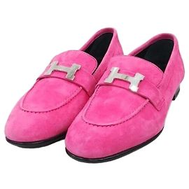 Hermès Mocasines Suede Paris Rosa