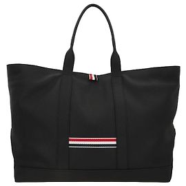 Thom Browne Bolsa Tote Medium em couro de grão macio Preto