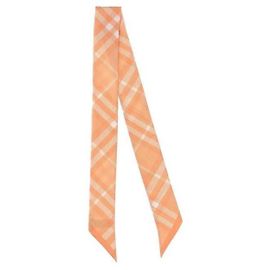 Burberry Schmaler Seidenschal mit Karomuster Orange