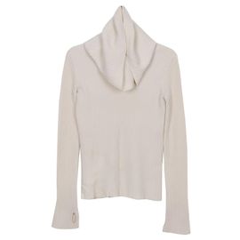 Hermès Strickwärmer aus Woll-Kaschmir-Mischung, Farbe Ivory, Größe Weiß