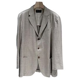 Loro Piana Light Glen Check Wool Jacket Blazer Brown
