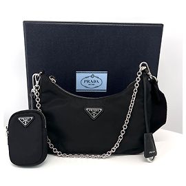 Prada Borsa Hobo Multi Tessuto in Nylon Crossbody Nero Nero