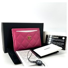 Chanel Classic Caviar Card Holder Pink