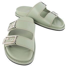 Fendi Leather Slide Sandal Size White