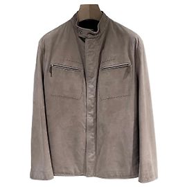 Hermès Jaqueta bomber de couro de bezerro camurça Marrom