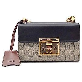 Gucci Borsa a Spalla Supreme Padlock Small Marrone