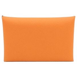 Hermès Tarjetero Calvi en Epsom naranja Naranja