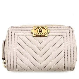 Chanel Caviar Boy Card Holder Pink