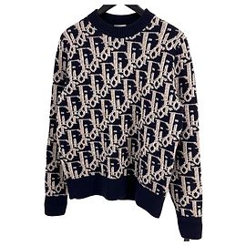 Dior Pull en maille jacquard Oblique Bleu