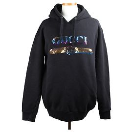 Gucci Kapuzenpullover mit Pailletten-Logo Schwarz