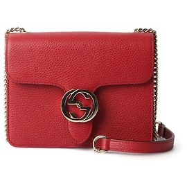Gucci Bolso bandolera de cadena entrelazada Roja