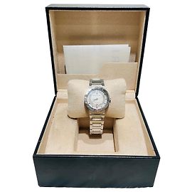 Bulgari Unisex-Uhr mit Perlmuttzifferblatt und Diamanten Weiß