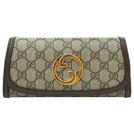 Gucci Carteira Blondie WOC com corrente Beige Ebony Marrom