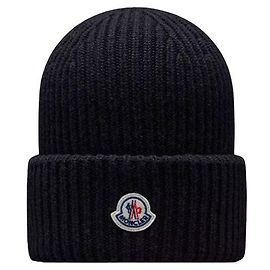 Moncler Gorro de lã e cashmere com logótipo Preto