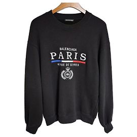 Balenciaga Black Paris Flag Embroidered Sweatshirt Black