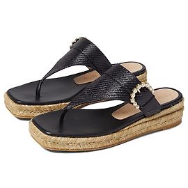 Stuart Weitzman Sandales espadrilles avec boucle perle reconditionnées Noir