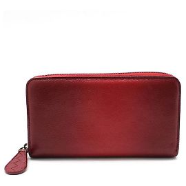 Bottega Veneta Red Gradient Zip Around Long Wallet Red