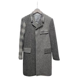 Thom Browne Gray Chesterfield Funmix Check Wool Coat Brown