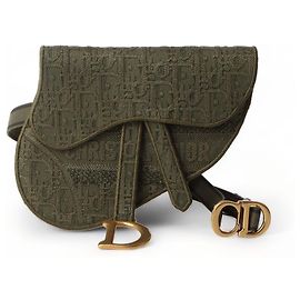 Dior Bandolera de cinturón Oblique Canvas Saddle Pouch (Artículo raro) Castaño