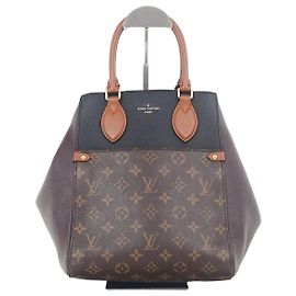 Louis Vuitton Black Wine Red Cream Monogram Canvas Fold MM Tote Bag Black