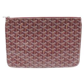 Burgundy Goyard Canvas Senat MM Clutch Red