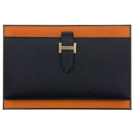 Hermès Cartera Larga Bearn Negra Oro Negro