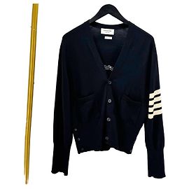 Thom Browne Diagonal Armband Mr. Tom Merino Wool Cardigan Black Black