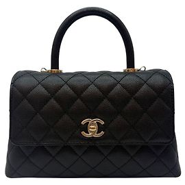 Chanel Caviar Coco Handle Small Flap Bag Black Black