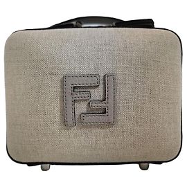 Fendi FF Logo Canvas Shoulder Crossbody Bag White