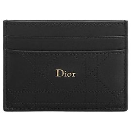 Dior Trianon Freesia Card Holder Black Flat Cannage Lambskin Black