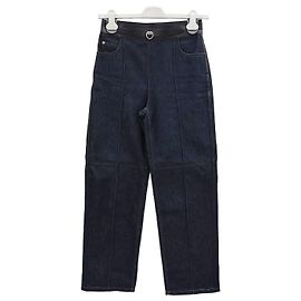 Hermès Lambskin Dark Blue Denim Pants Black