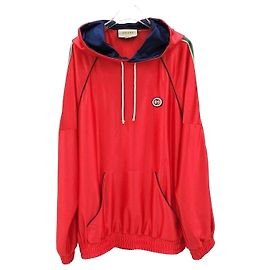 Gucci gg GG Web Detail Technical Three Stripe Jersey Hoodie Red