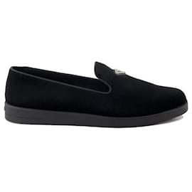 Prada Suede Triangle Logo Loafers Black