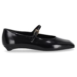 Prada Brushed Leather Mary Jane Ballerina Black