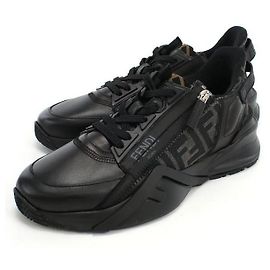 Fendi Ténis de cano baixo em couro Flow AJZH Preto