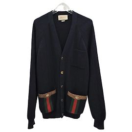 Gucci Strickjacke aus Wollmischung mit Web-Detail Schwarz