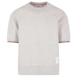 Thom Browne Sweatshirt à manches courtes en coton piqué loopback Marron