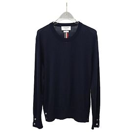 Thom Browne Navy Wollstrick mit drei Streifen Blau