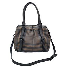 Burberry Bolsa Tote de Ombro Check Marrom