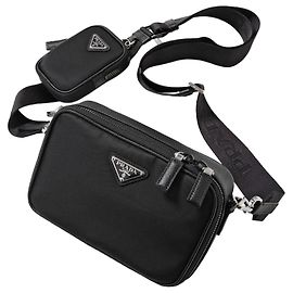 Prada RE-NYLON Triangle Logo Crossbody Bag XMP Black