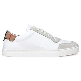 Burberry Leather Suede Checkered Cotton Sneakers Silvery