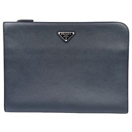 Prada Pochette Saffiano Bleu
