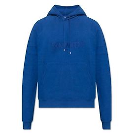Saint Laurent Kapuzenpullover mit Logo Blau