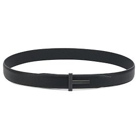 Tom Ford Cinturón Palladium de cuero con hebilla T Negro