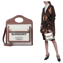 Burberry Sac Tote de lona com acabamentos em couro Pocket Mini Multicor